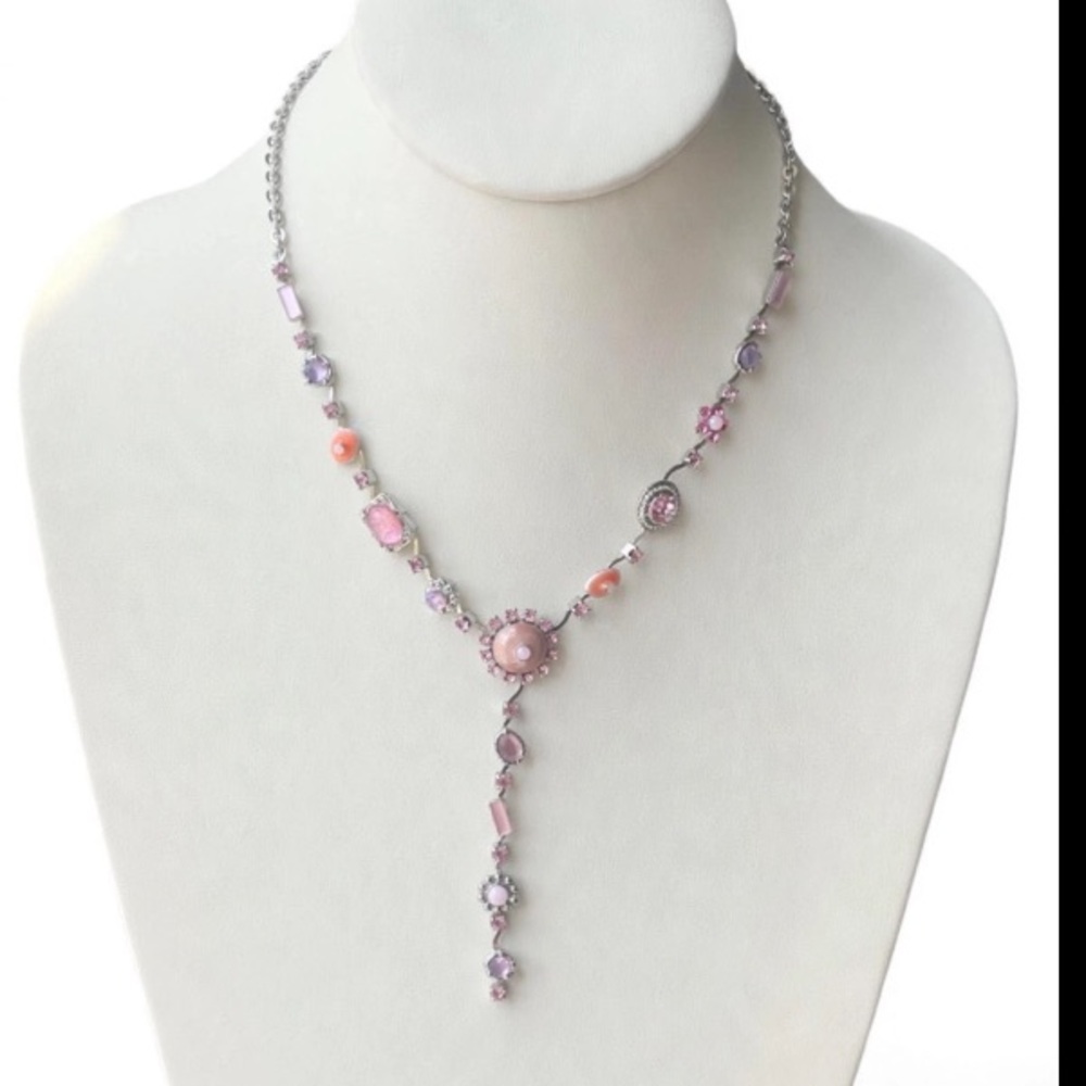 Delicate Pink and Coral Drop Necklace